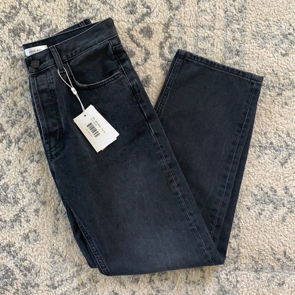 ANINE BING denim Jackie Nile straight leg jeans 28 black